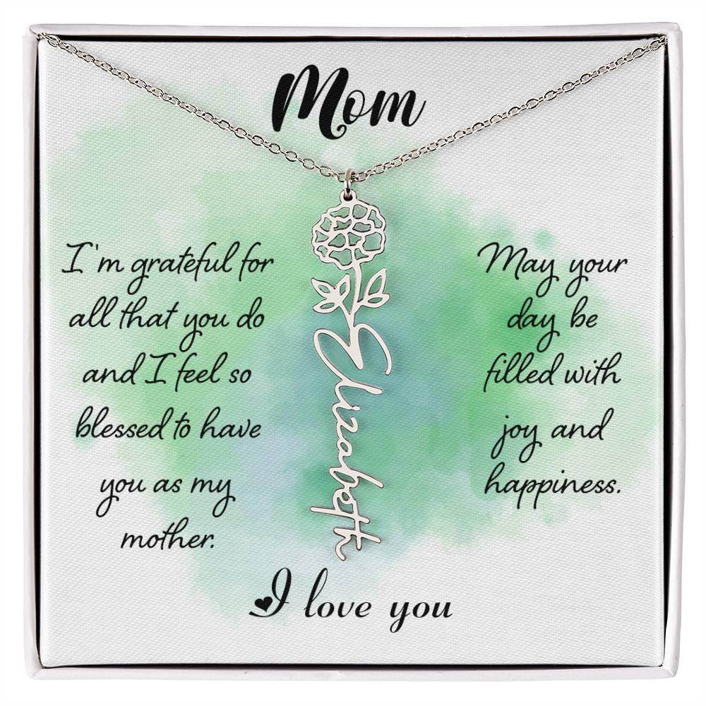 Custom Flower Name Necklace For Mom - Giftsmojo