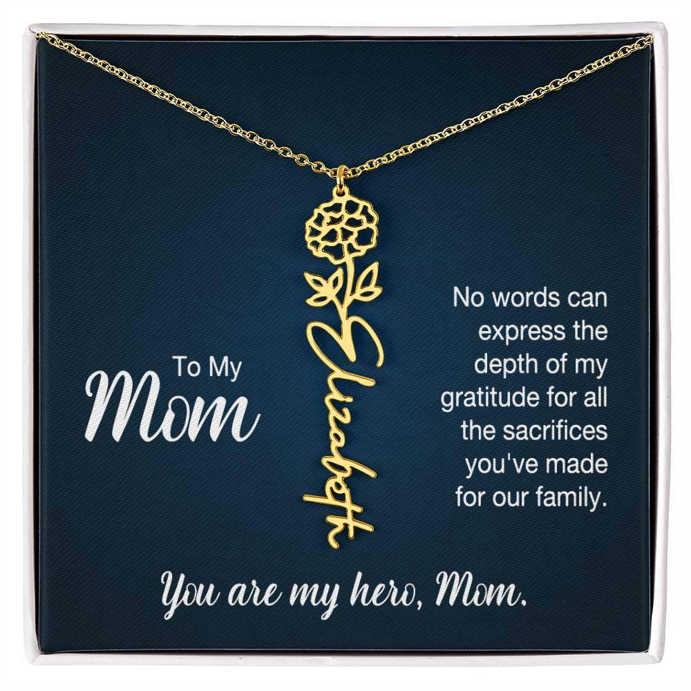Custom Flower Name Necklace For Mom - Giftsmojo