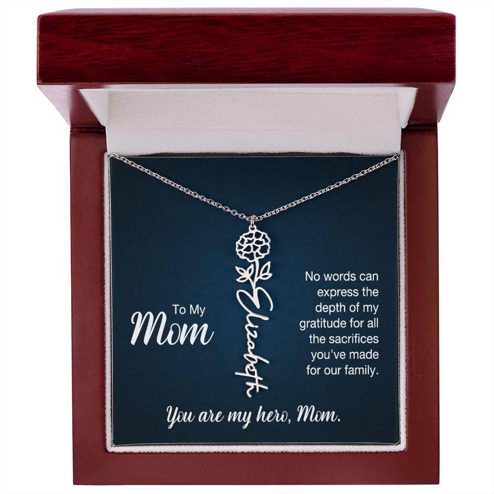 Custom Flower Name Necklace For Mom - Giftsmojo