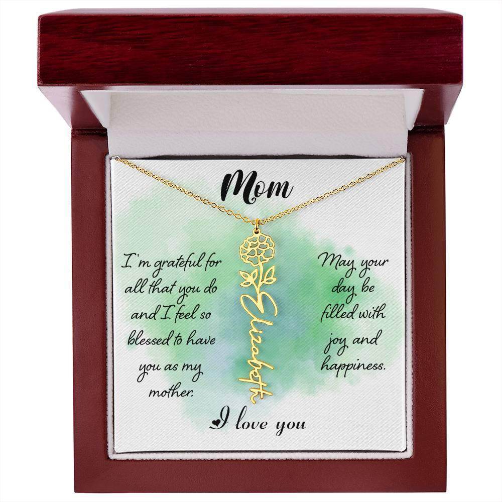 Custom Flower Name Necklace For Mom - Giftsmojo