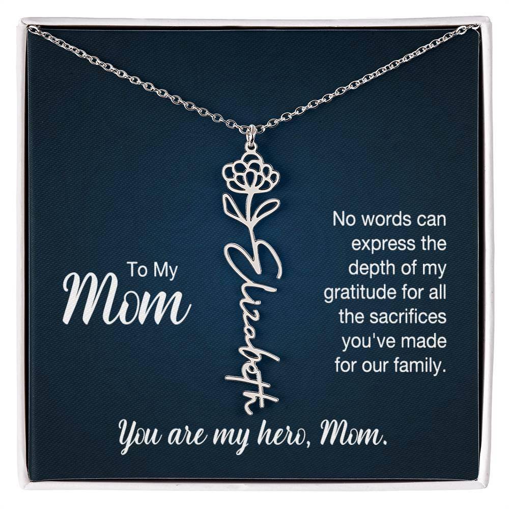 Custom Flower Name Necklace For Mom - Giftsmojo