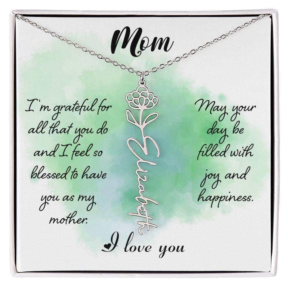 Custom Flower Name Necklace For Mom - Giftsmojo
