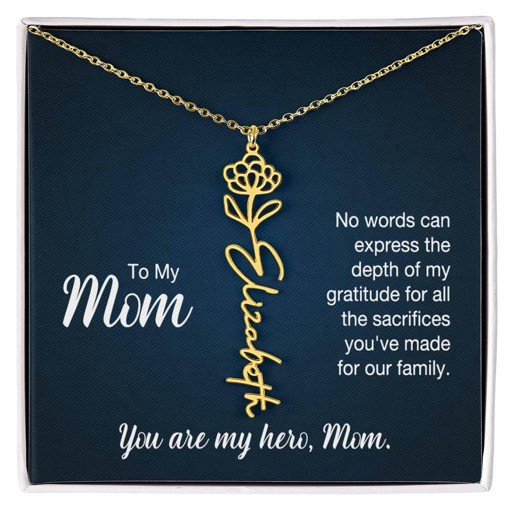 Custom Flower Name Necklace For Mom - Giftsmojo