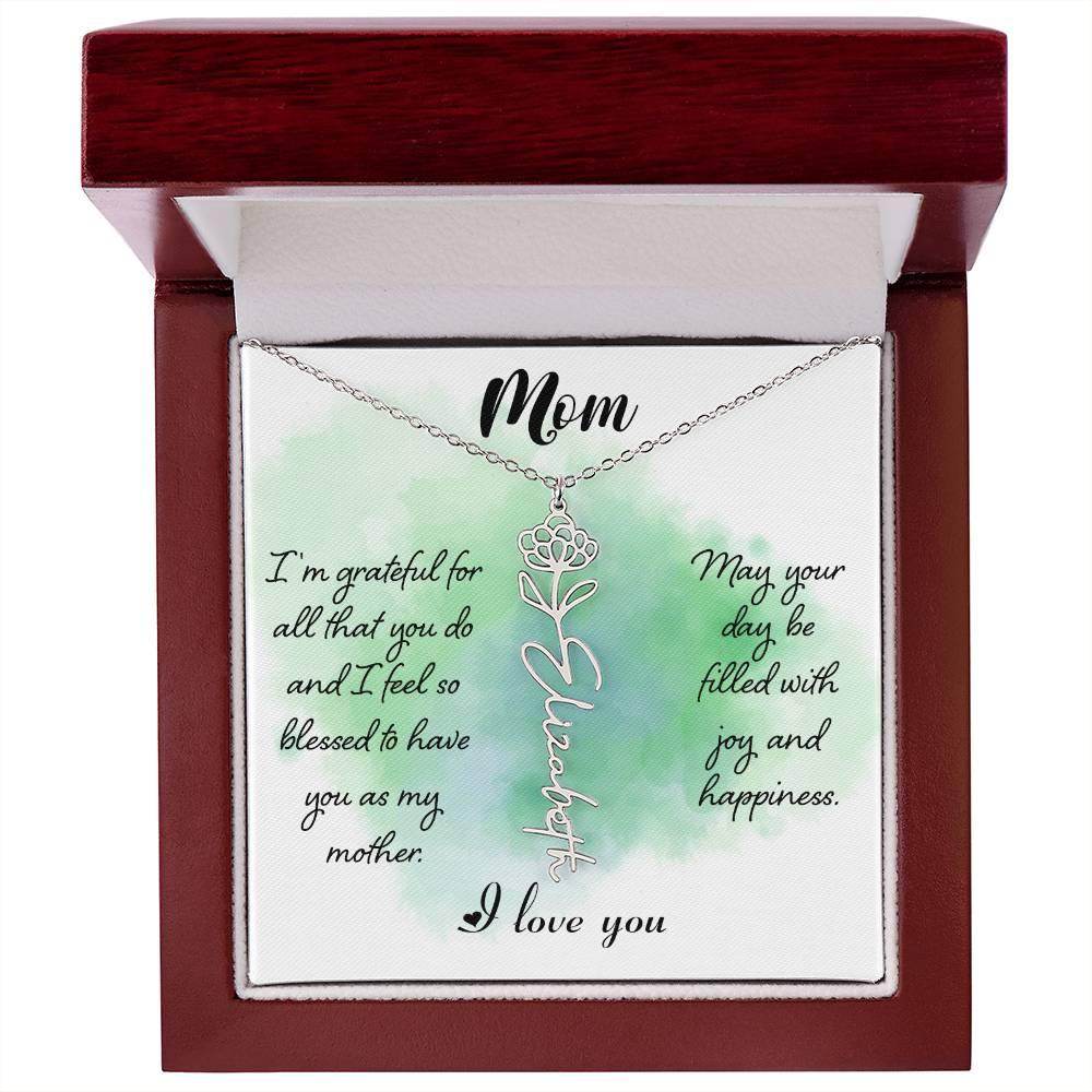 Custom Flower Name Necklace For Mom - Giftsmojo