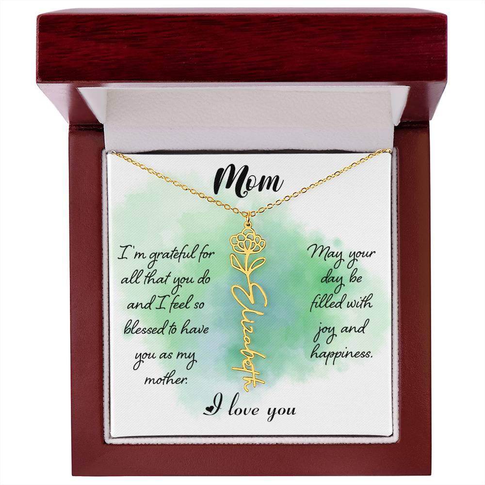 Custom Flower Name Necklace For Mom - Giftsmojo
