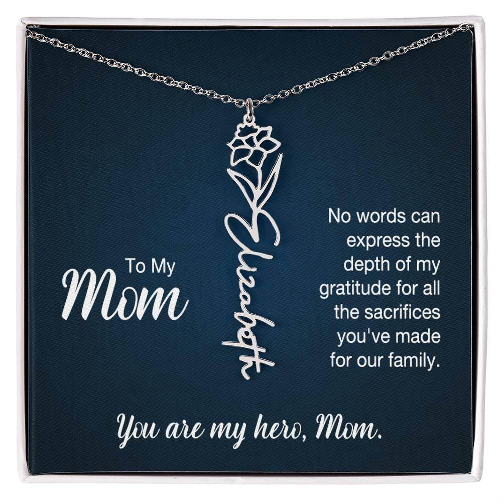 Custom Flower Name Necklace For Mom - Giftsmojo