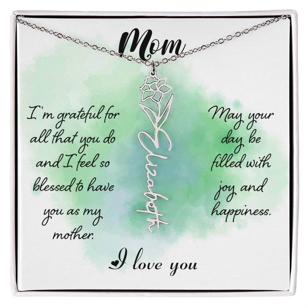 Custom Flower Name Necklace For Mom - Giftsmojo