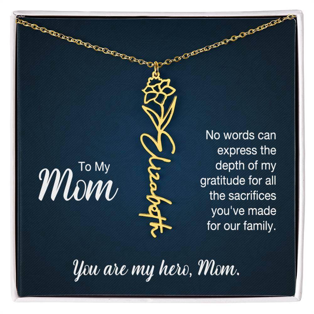Custom Flower Name Necklace For Mom - Giftsmojo