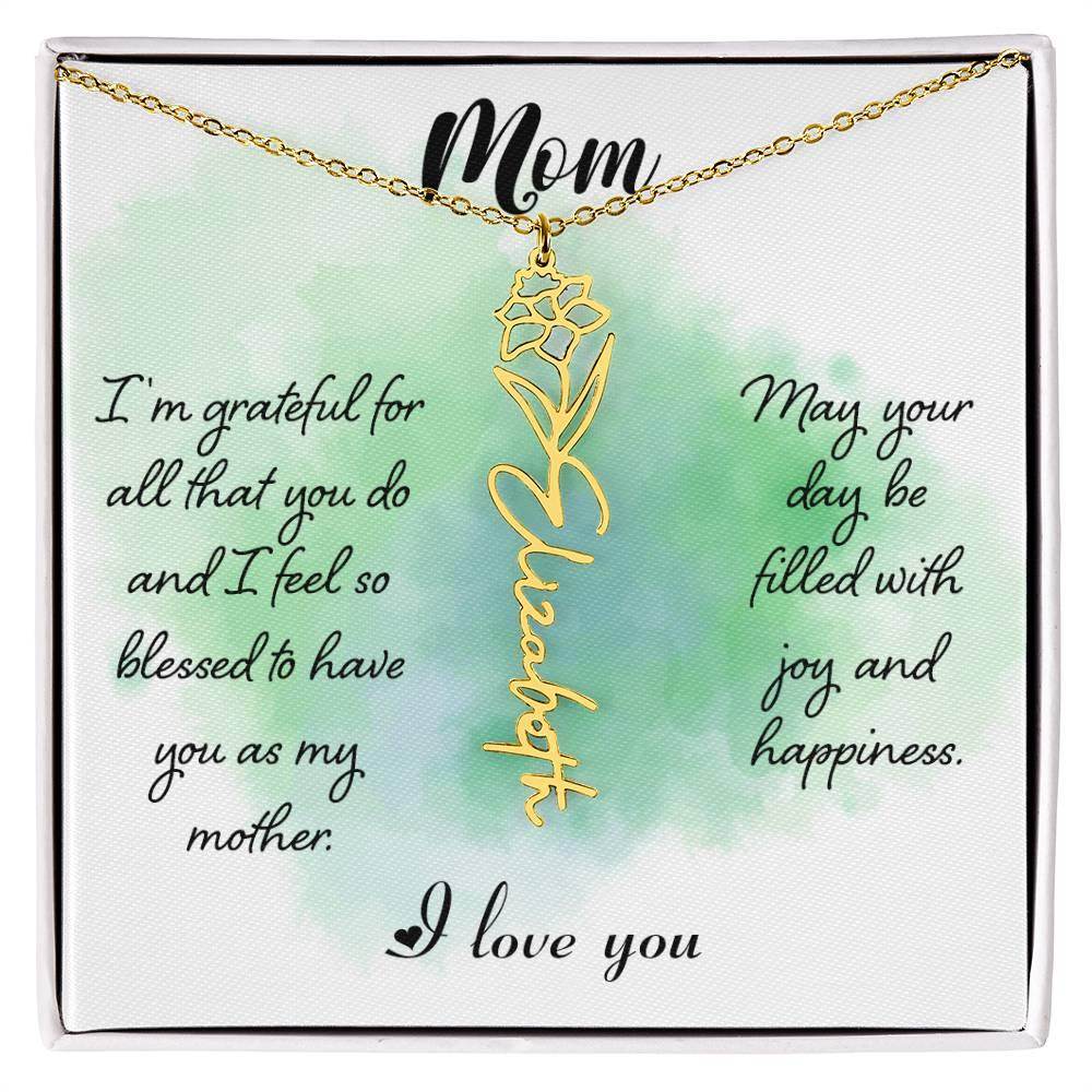 Custom Flower Name Necklace For Mom - Giftsmojo