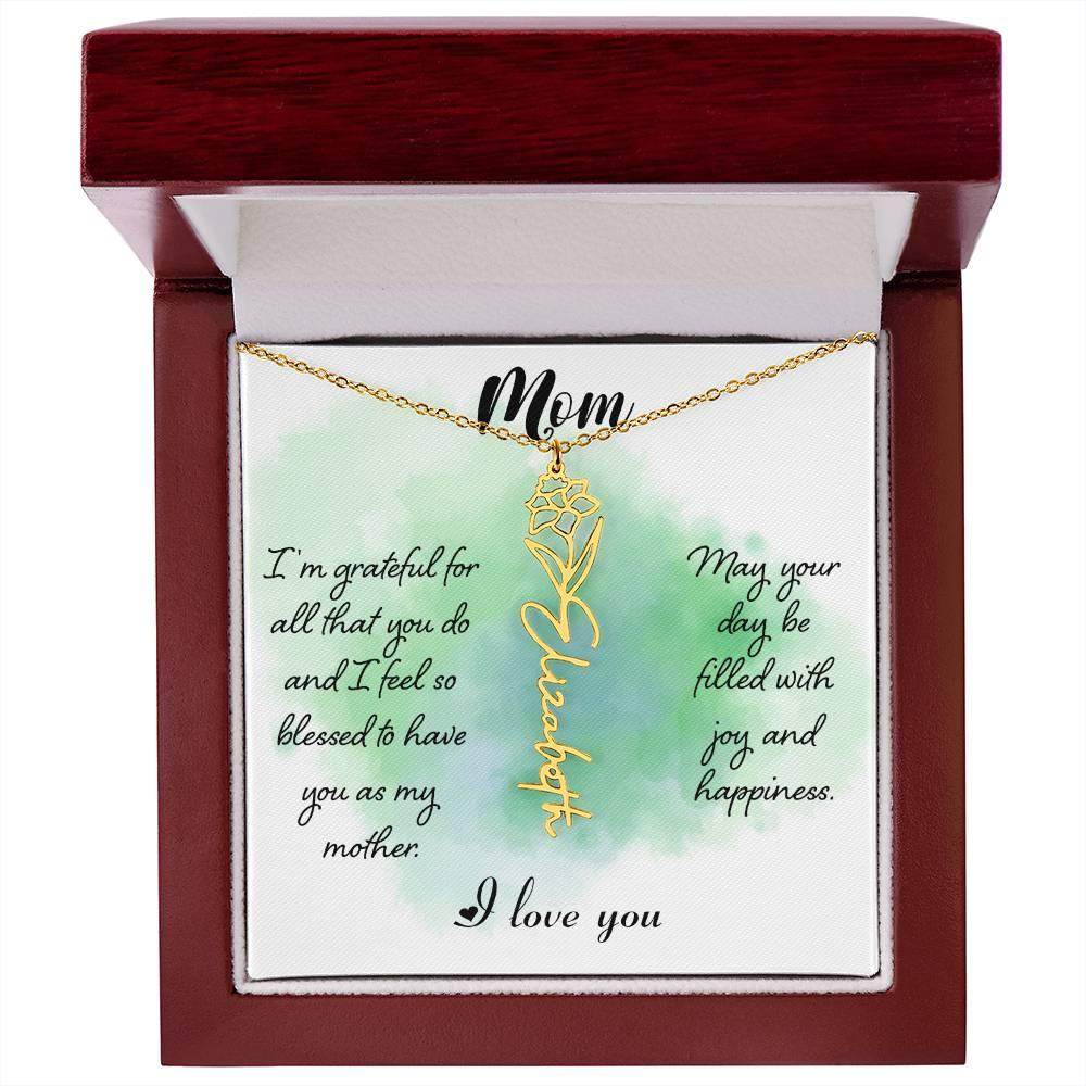 Custom Flower Name Necklace For Mom - Giftsmojo