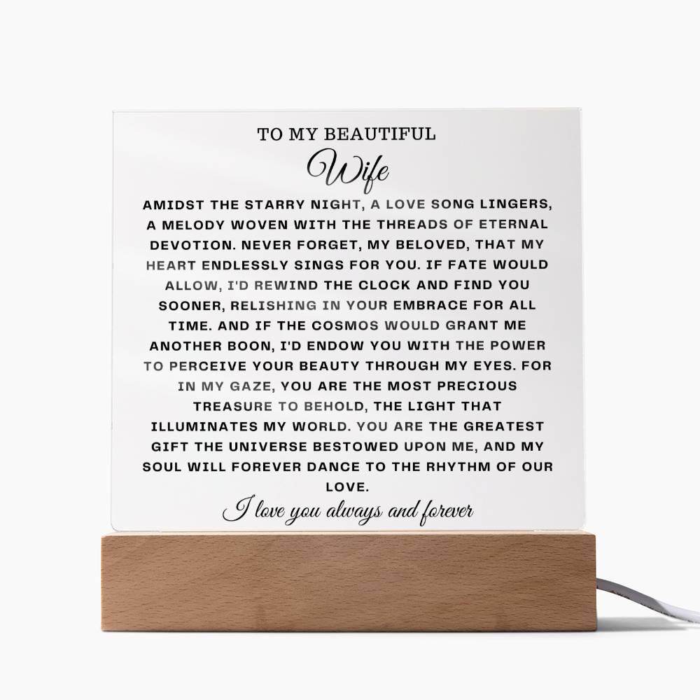 Square Acrylic Plaque Gift for Wife - To My Beautiful Wife - Giftsmojo