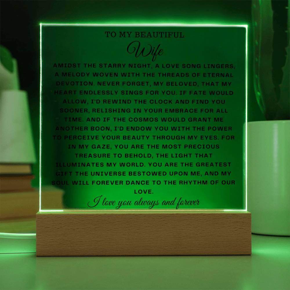 Square Acrylic Plaque Gift for Wife - To My Beautiful Wife - Giftsmojo