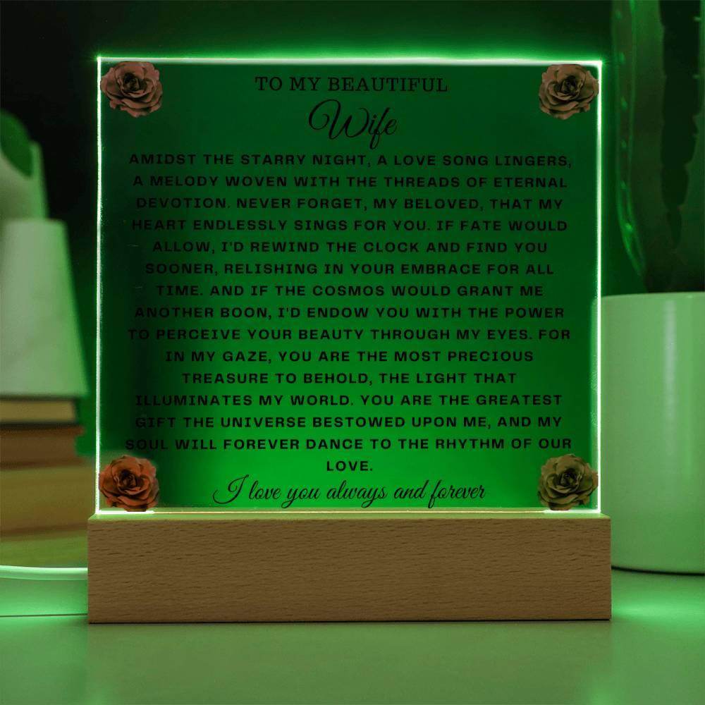 Square Acrylic Plaque Gift for Wife - To My Beautiful Wife - Giftsmojo