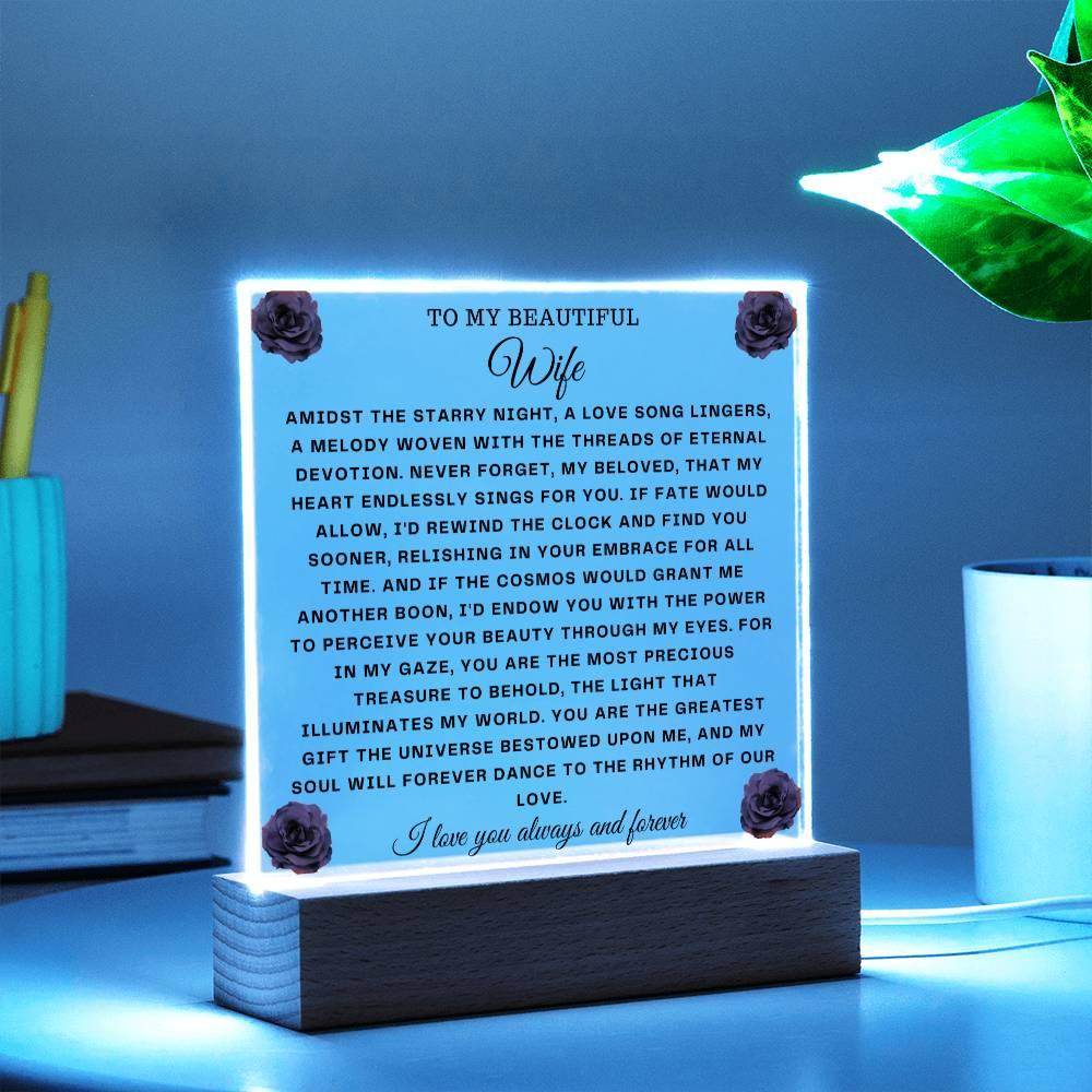 Square Acrylic Plaque Gift for Wife - To My Beautiful Wife - Giftsmojo