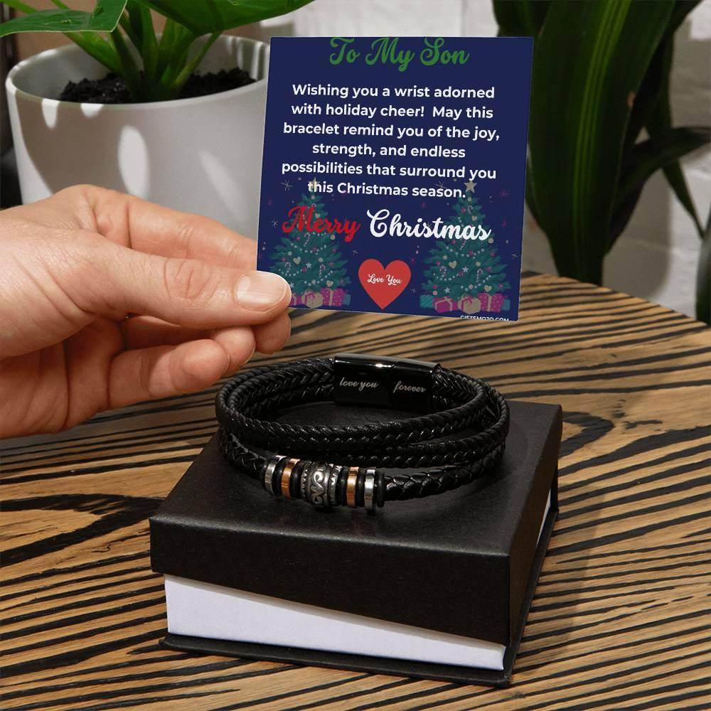 Merry Christmas To My Son Bracelet - Love You For Ever Bracelet - Giftsmojo