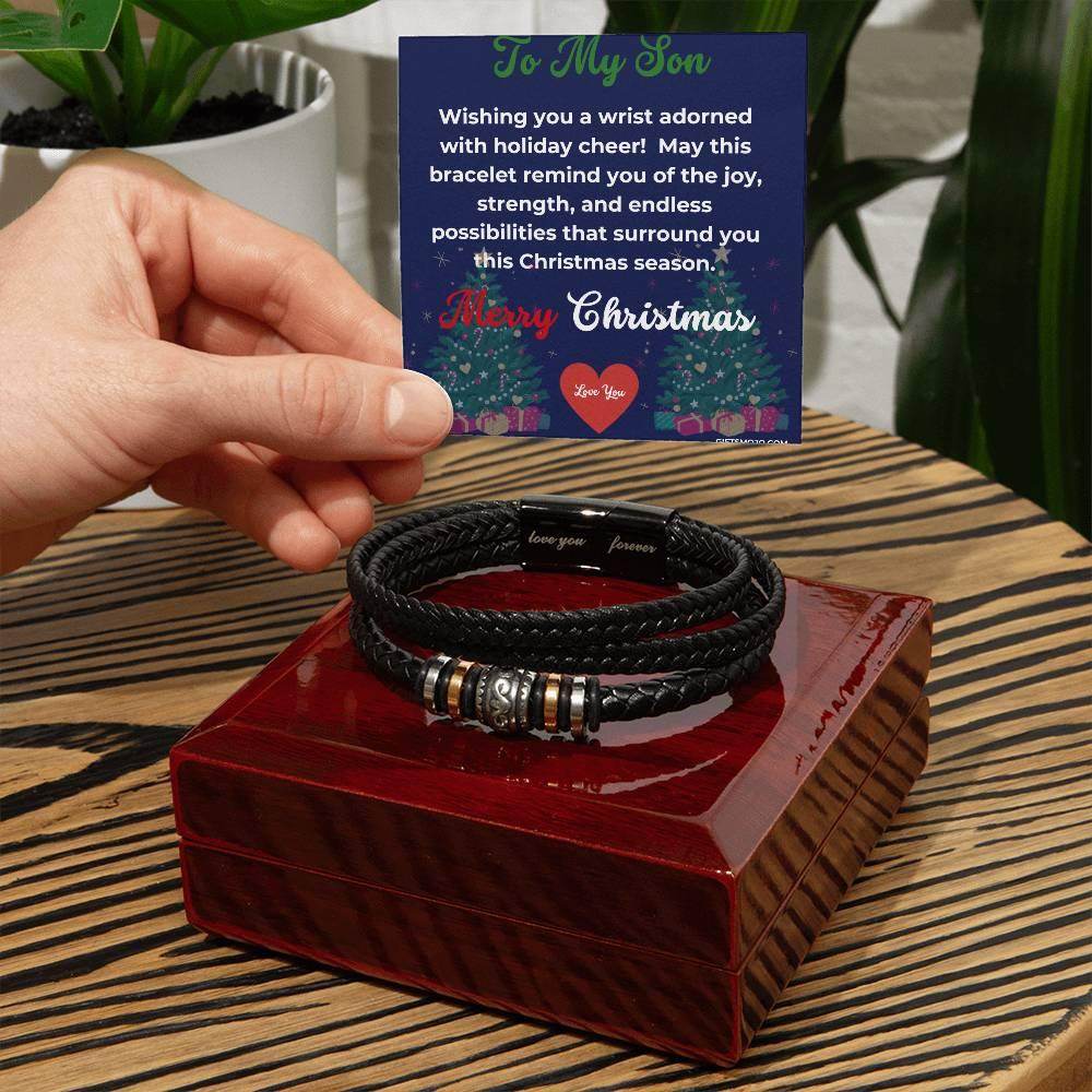 Merry Christmas To My Son Bracelet - Love You For Ever Bracelet - Giftsmojo