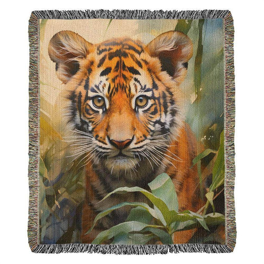 Tiger Curb Heirloom Woven Blanket: Urban Jungle Elegance - Giftsmojo