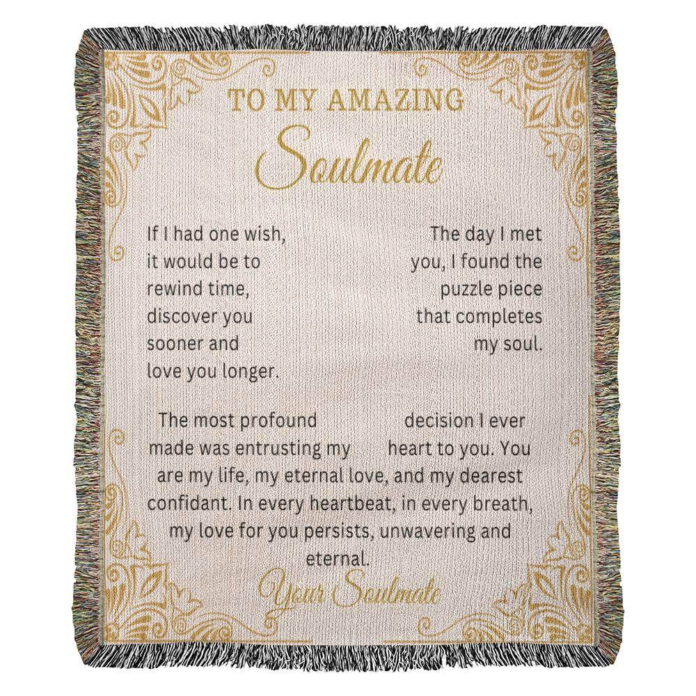 Custom Blanket For Wife Soulmate Heirloom Woven Blanket - Giftsmojo