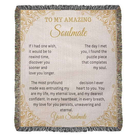 Custom Blanket For Wife Soulmate Heirloom Woven Blanket - Giftsmojo