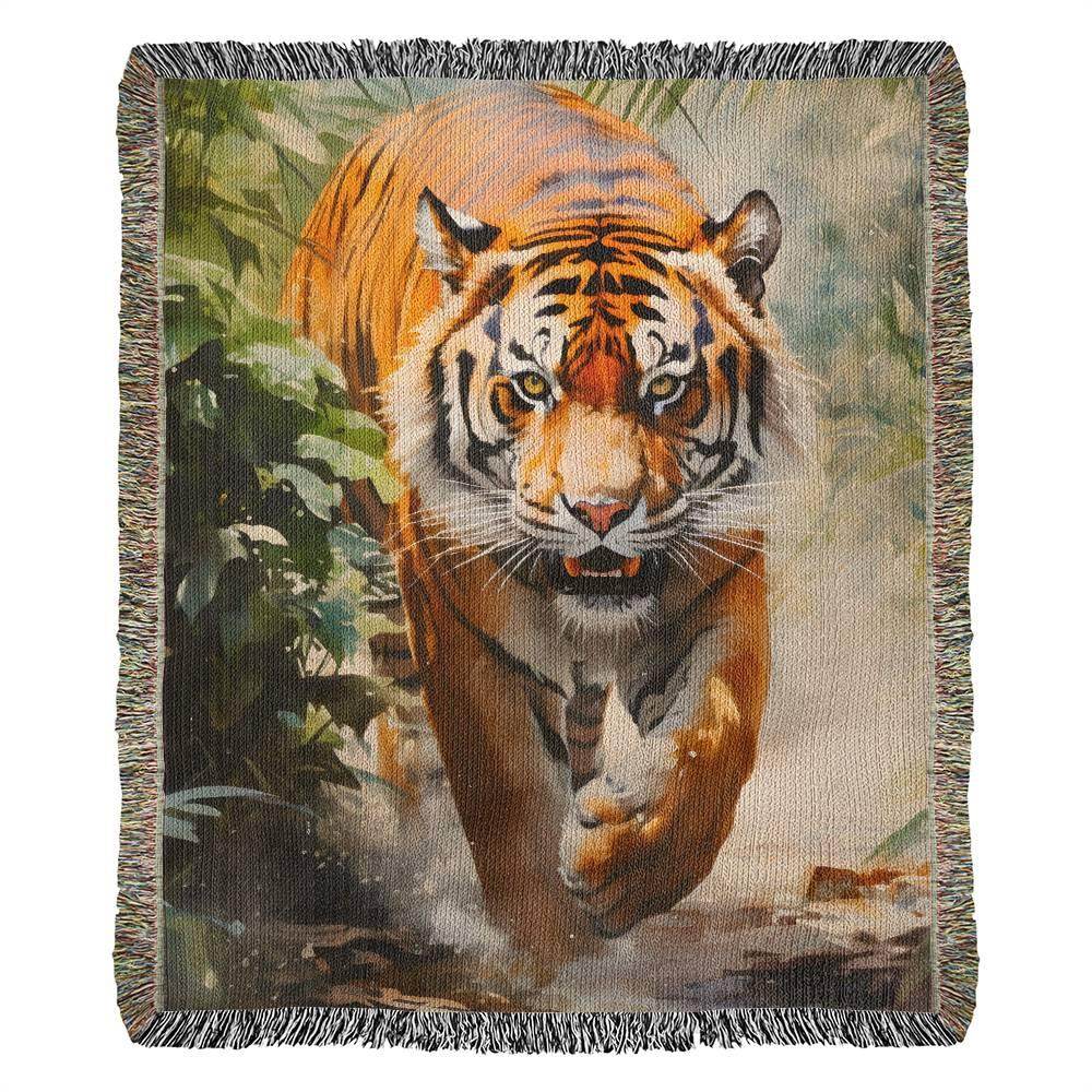 Tiger Heirloom Woven Blanket: Roar of Elegance and Cozy Comfort Custom Blankets - Giftsmojo