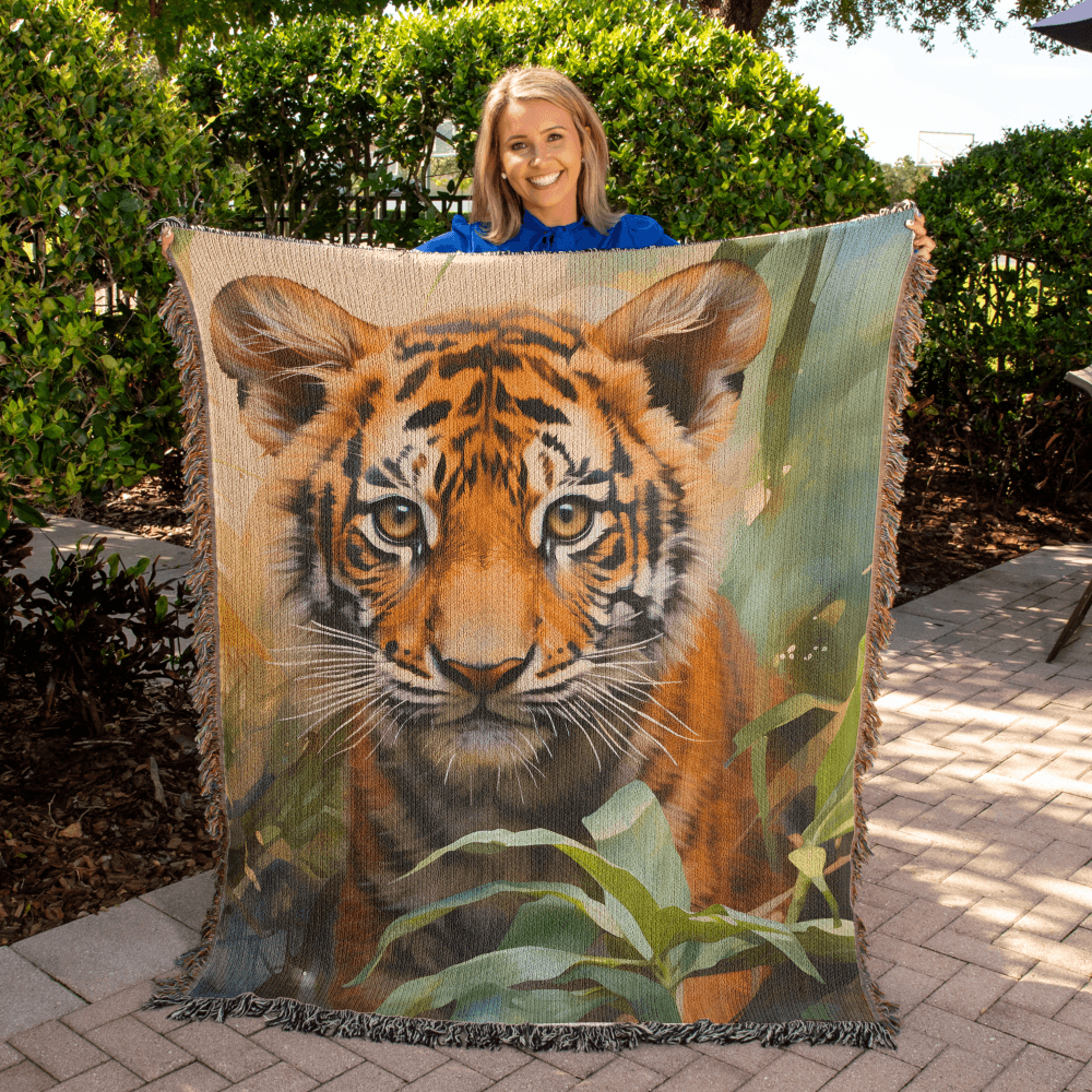 Tiger Curb Heirloom Woven Blanket: Urban Jungle Elegance - Giftsmojo