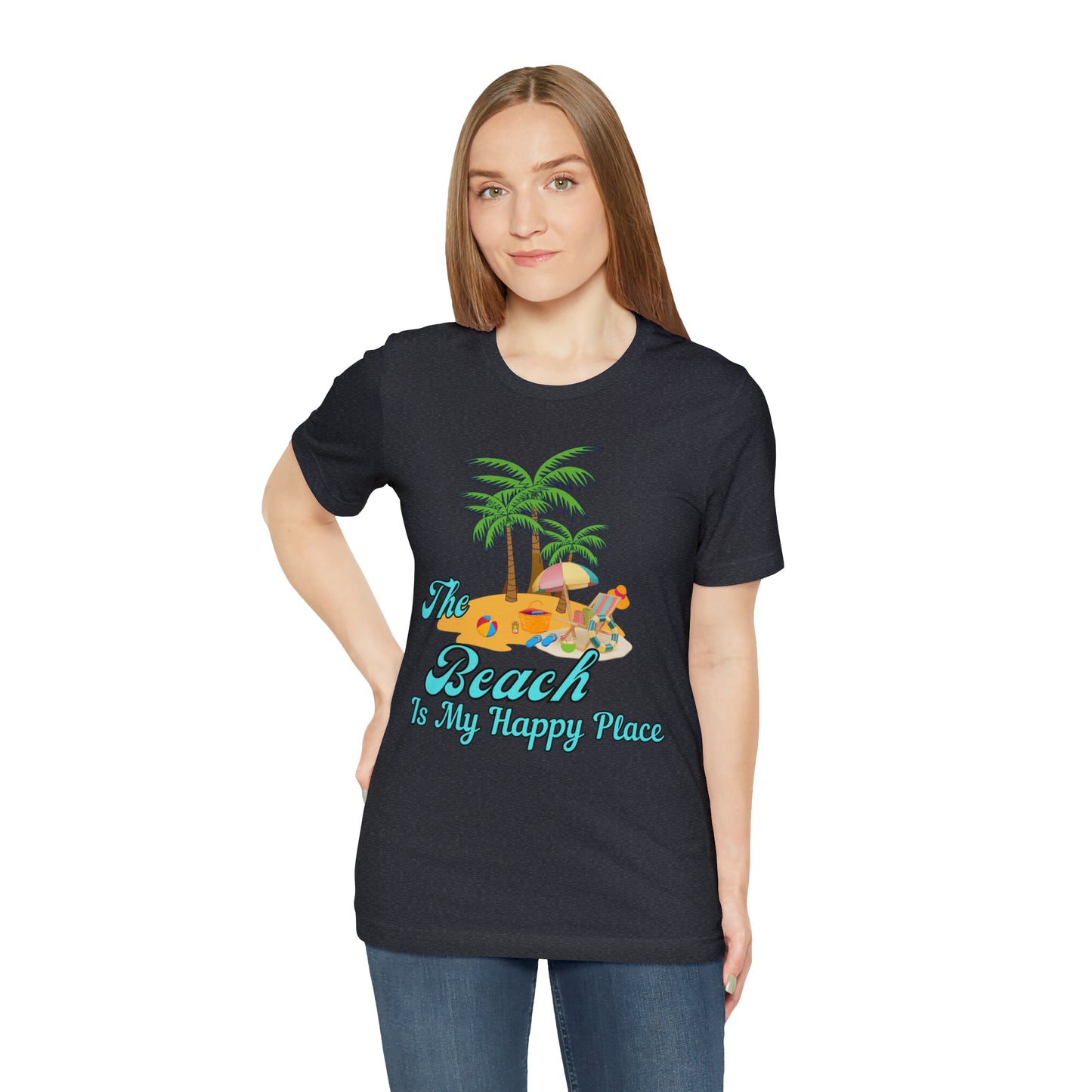 Beach shirt, The Beach is my happy place shirt, Beach t-shirt, Summer shirt, Beachwear, Beach fashion, Stylish beach apparel