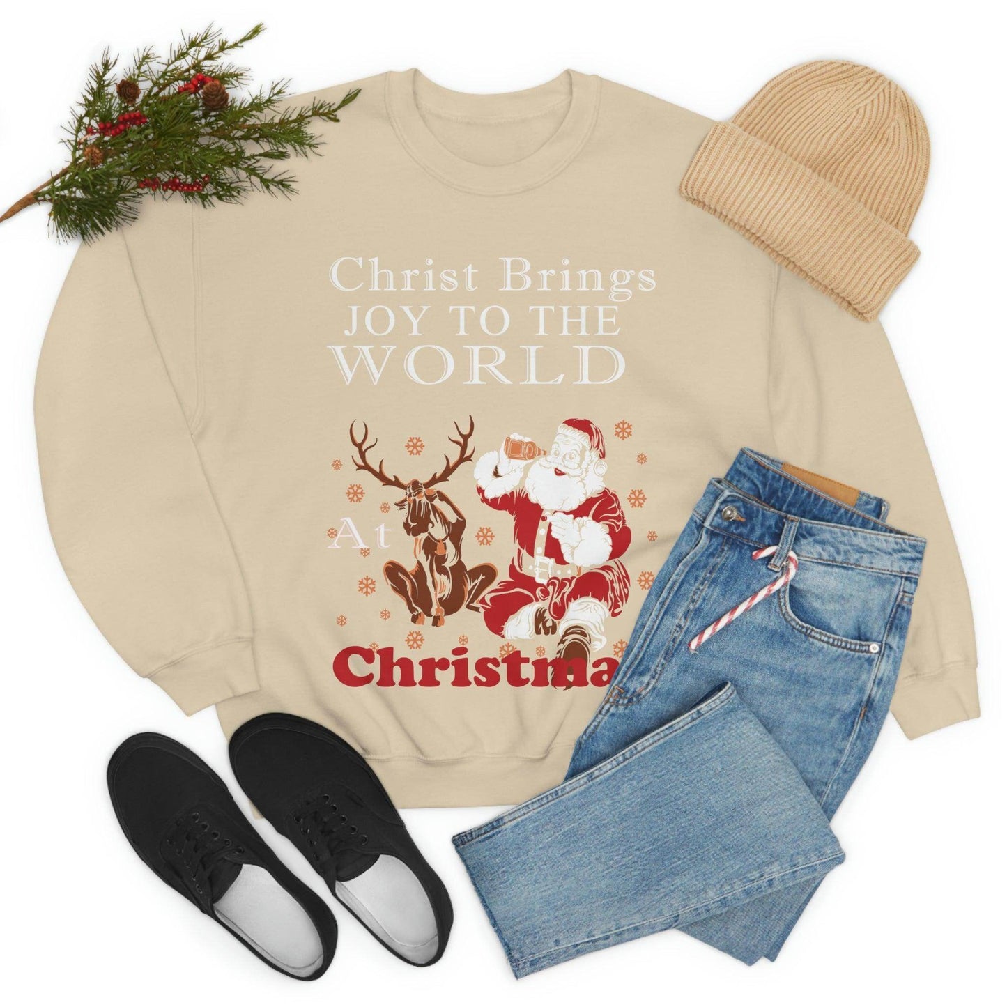 Christ brings joy to the World at Christmas Sweatshirt - Giftsmojo