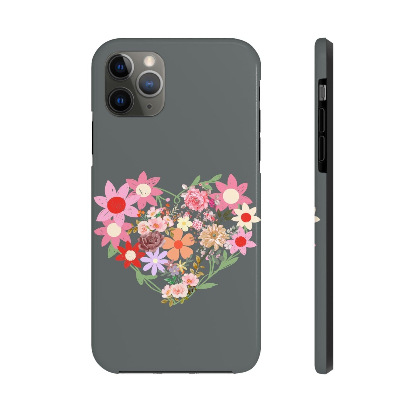 Floral Heart phone case, Tough Phone Cases, Mom Phone Case fit for iPhone 14 Pro, 13, 12, 11 Pro Max, Xr, Xs, 8+, 7, And Samsung S