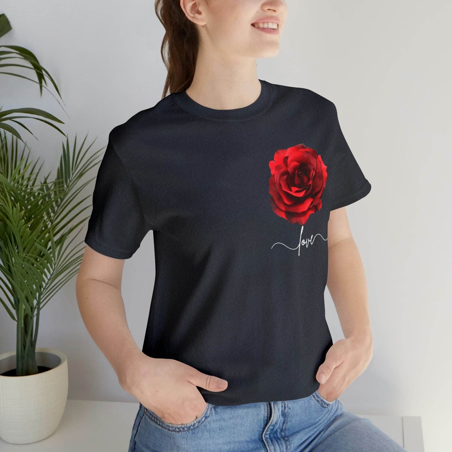 Love Rose Flower T-shirt for Women, Rose Graphic T-shirt, floral shirt, gift for her, love shirt - Giftsmojo