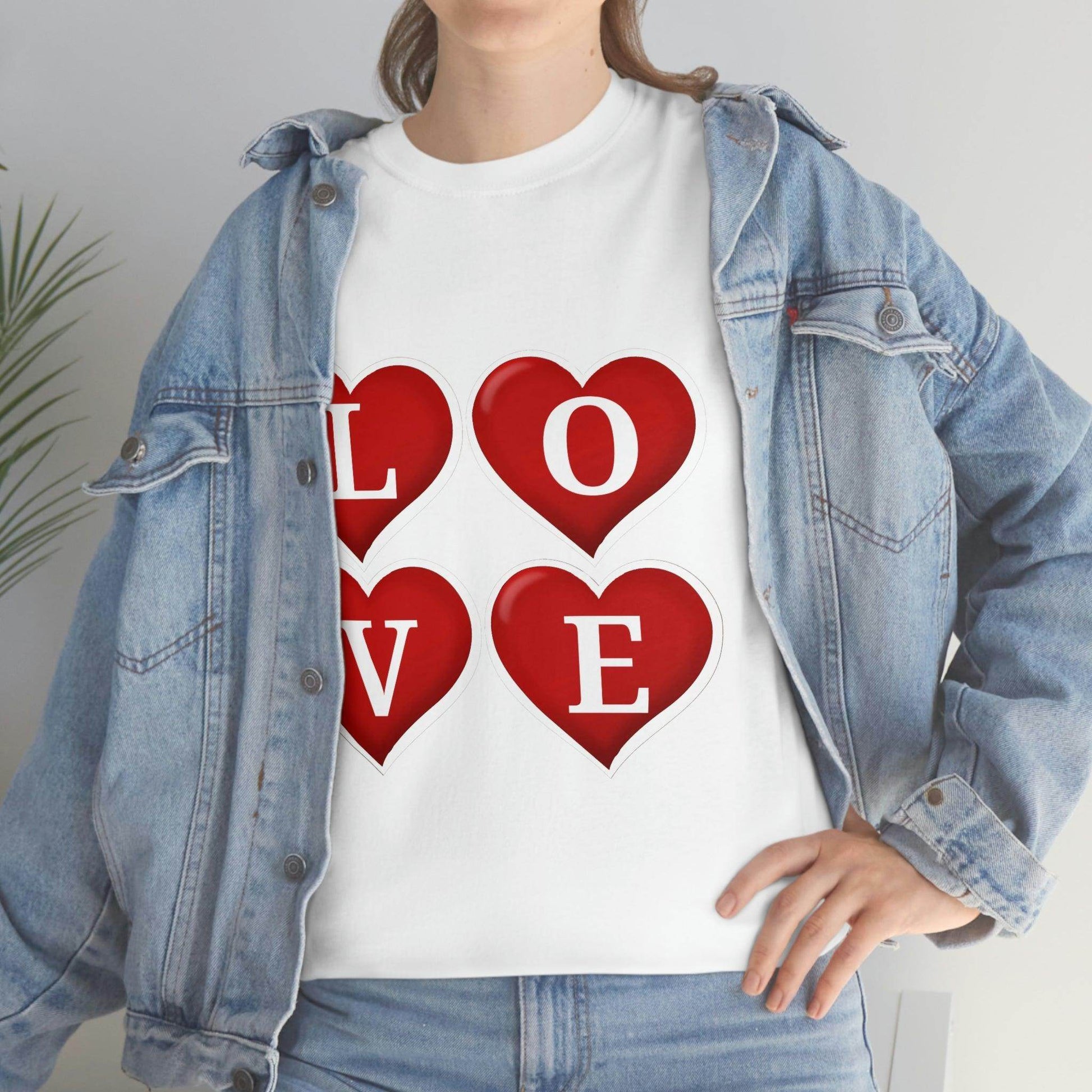 white 4hearts love Tee - Giftsmojo