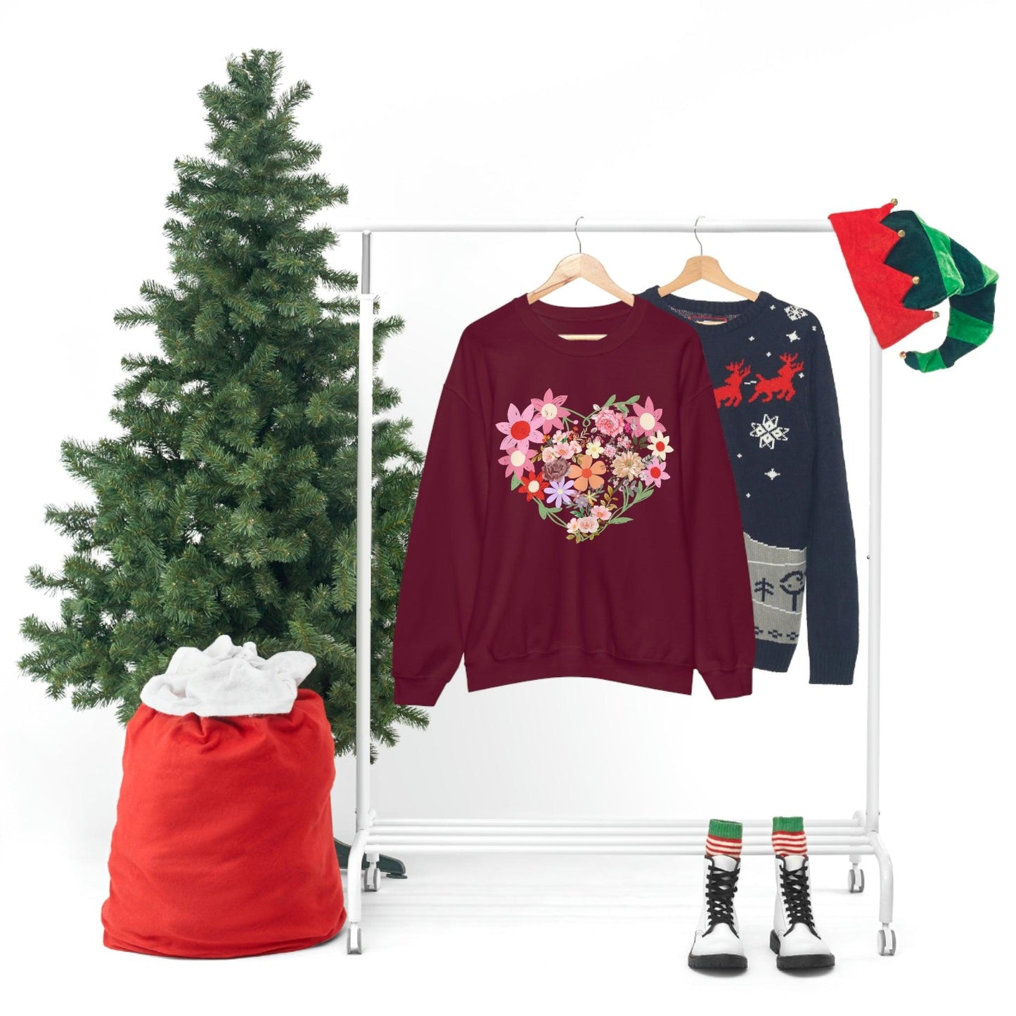 Flower Heart sweatshirt - Floral sweatshirt - Love Sweatshirt - Giftsmojo