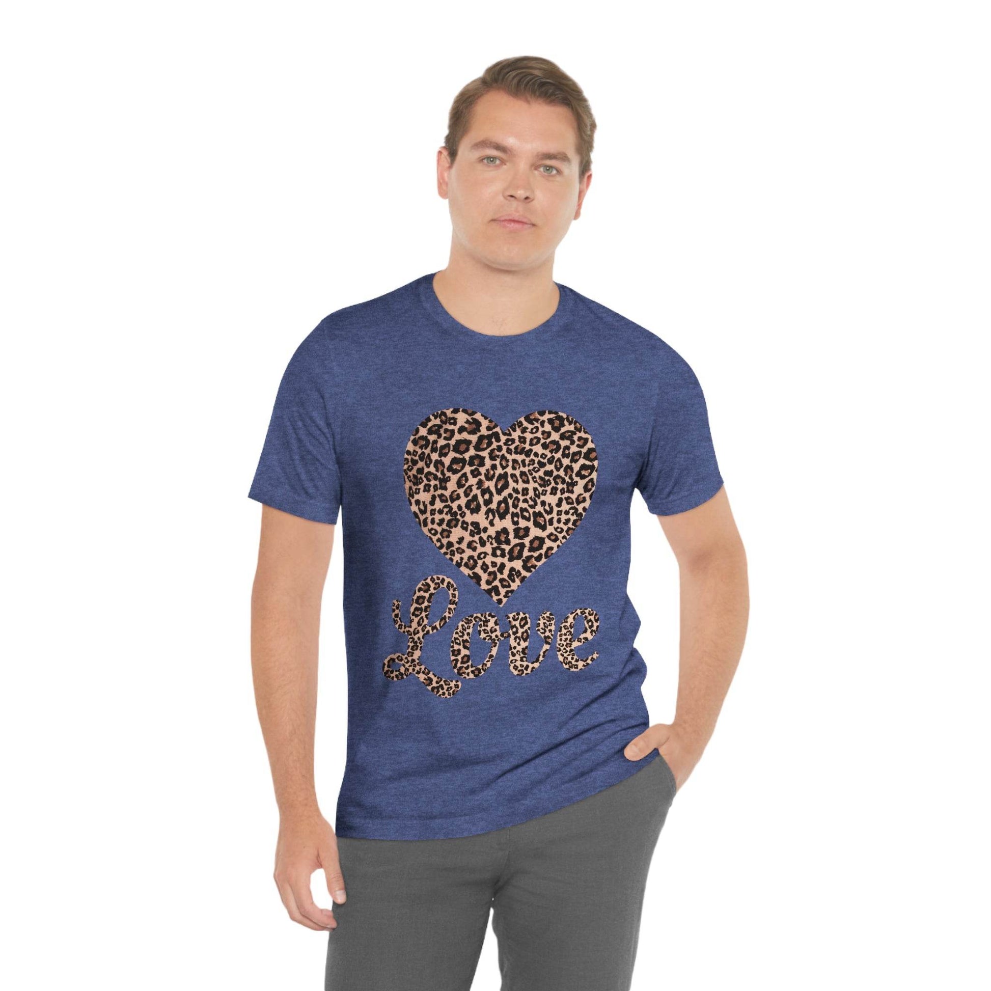 Leopard Print, Love Heart Tee, - Giftsmojo