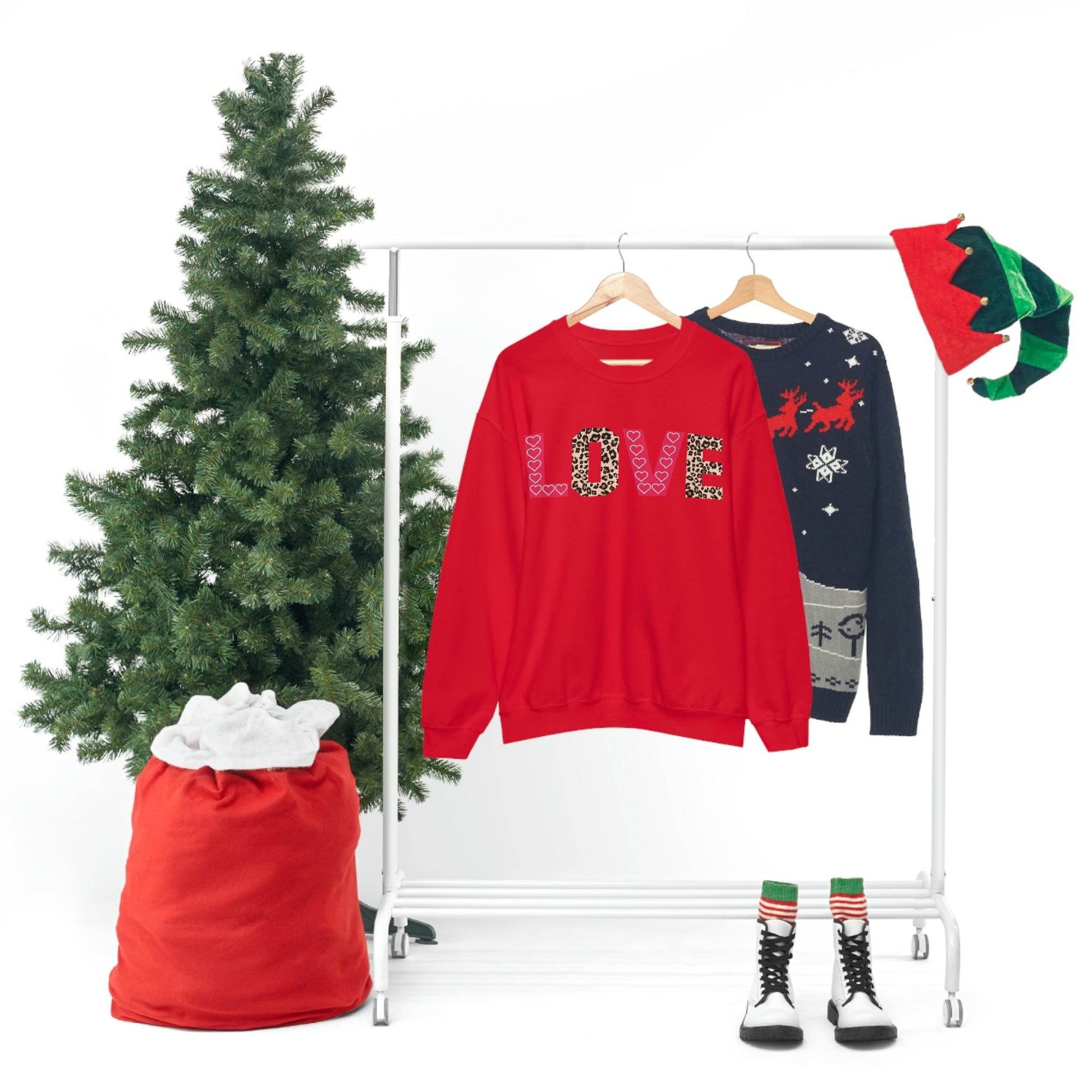 Love Sweatshirt with partial leopard print - Giftsmojo