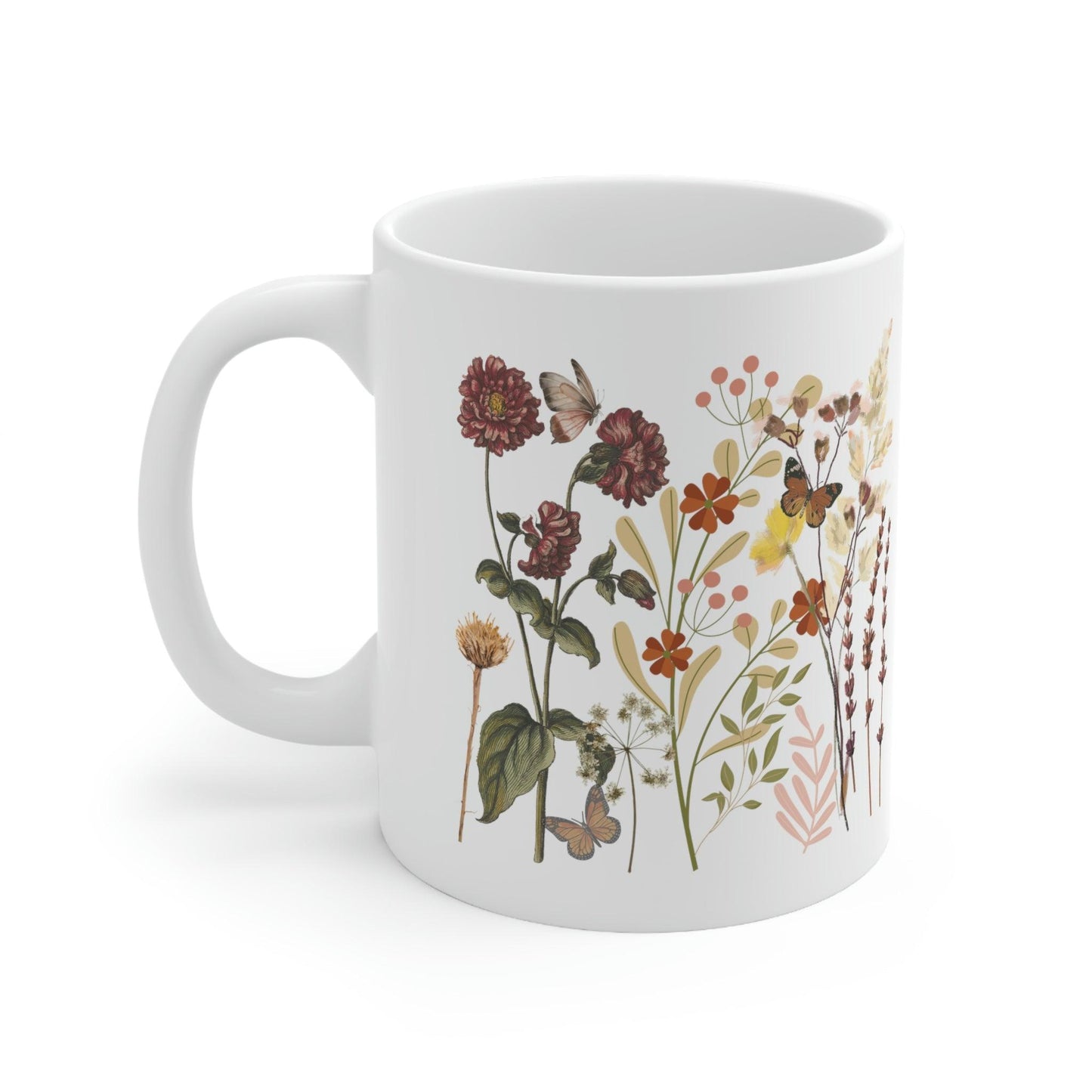 Floral Mug, gift for mom on mothers day, Birthday gift for mom, gift for plant lovers, coffee mug for her, hot cocoa mug, gift for coffee lover - Giftsmojo