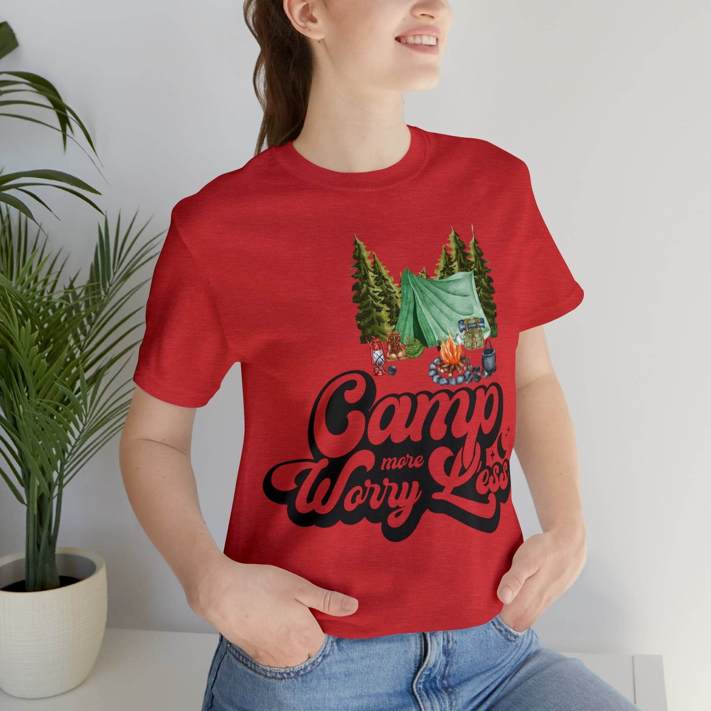 Camp More Worry Less Shirt, Outdoor adventure clothing, Nature-inspired shirts, Hiking apparel, Outdoor enthusiasts gift, Adventure-themed attire - Giftsmojo