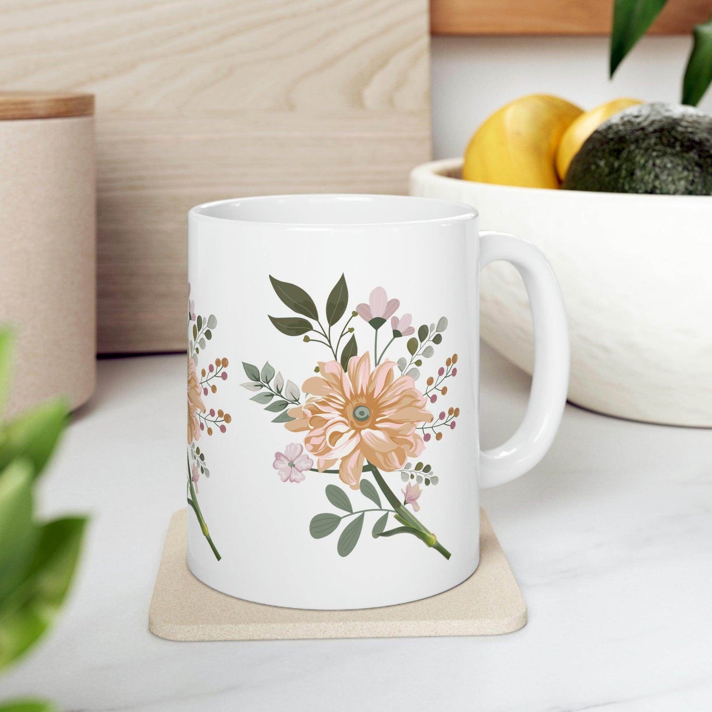 Floral Mug, gift for mom on mothers day, Birthday gift for mom, gift for plant lovers, coffee mug for her, hot cocoa mug, gift for coffee lover - Giftsmojo