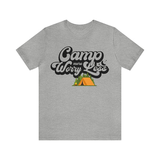 Camp More Worry Less Shirt, Outdoor adventure clothing, Nature-inspired shirts, Outdoor enthusiasts gift, Adventure-themed attire - Giftsmojo