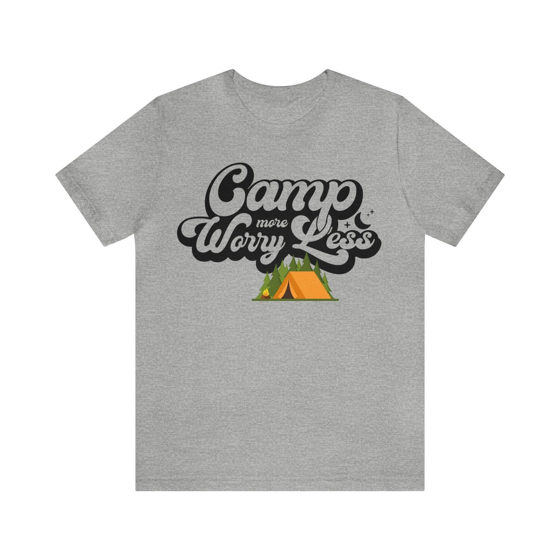 Camp More Worry Less Shirt, Outdoor adventure clothing, Nature-inspired shirts, Outdoor enthusiasts gift, Adventure-themed attire - Giftsmojo