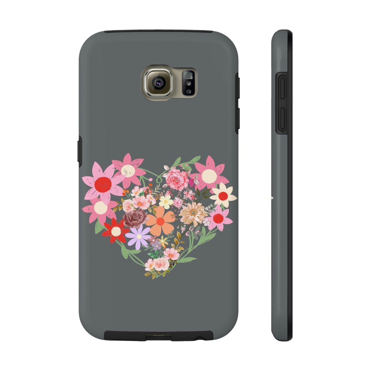 Floral Heart phone case, Tough Phone Cases, Mom Phone Case fit for iPhone 14 Pro, 13, 12, 11 Pro Max, Xr, Xs, 8+, 7, And Samsung S
