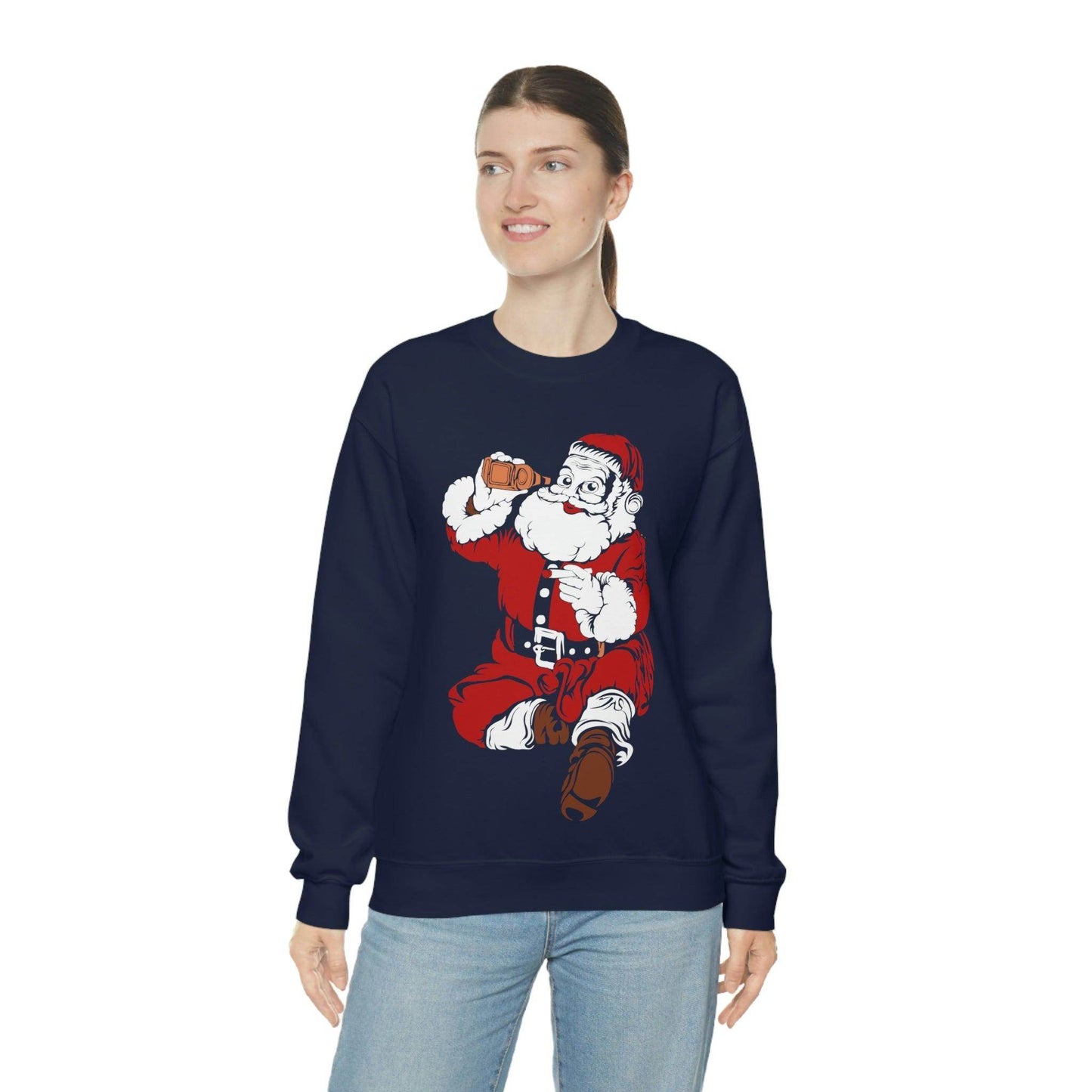 Santa drinking beer Unisex Heavy Blend Crewneck Sweatshirt - Giftsmojo