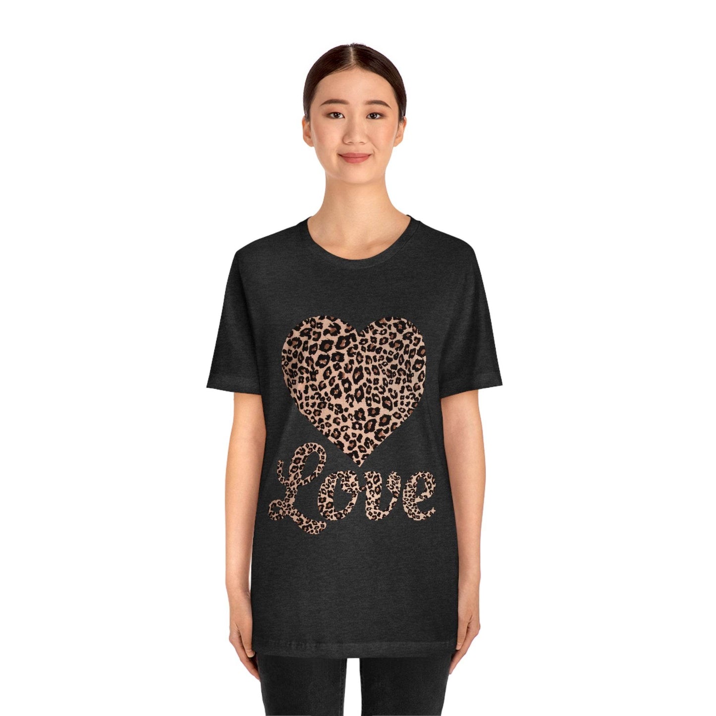 Leopard Print, Love Heart Tee, - Giftsmojo