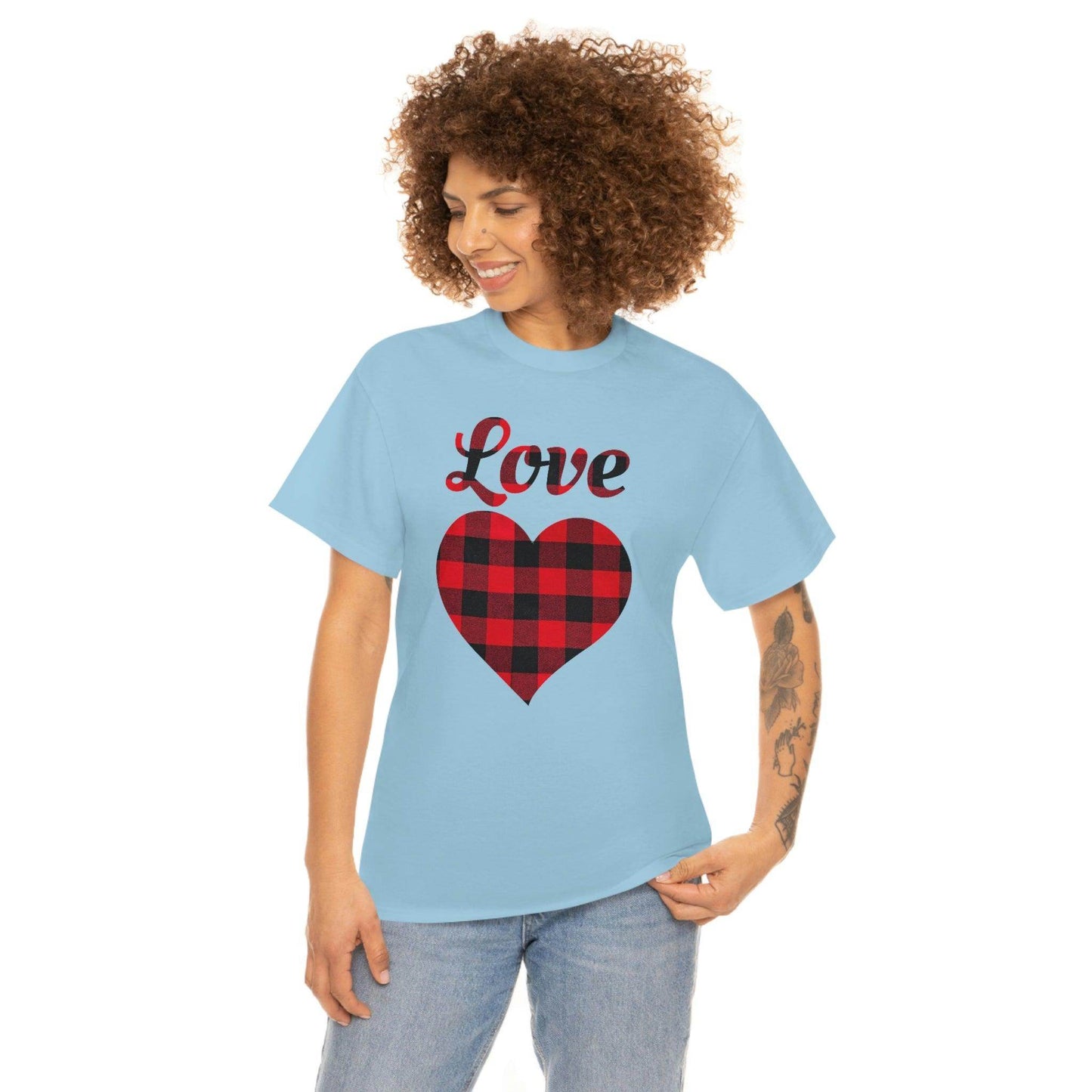 Plaid Love Heart Tee - Giftsmojo