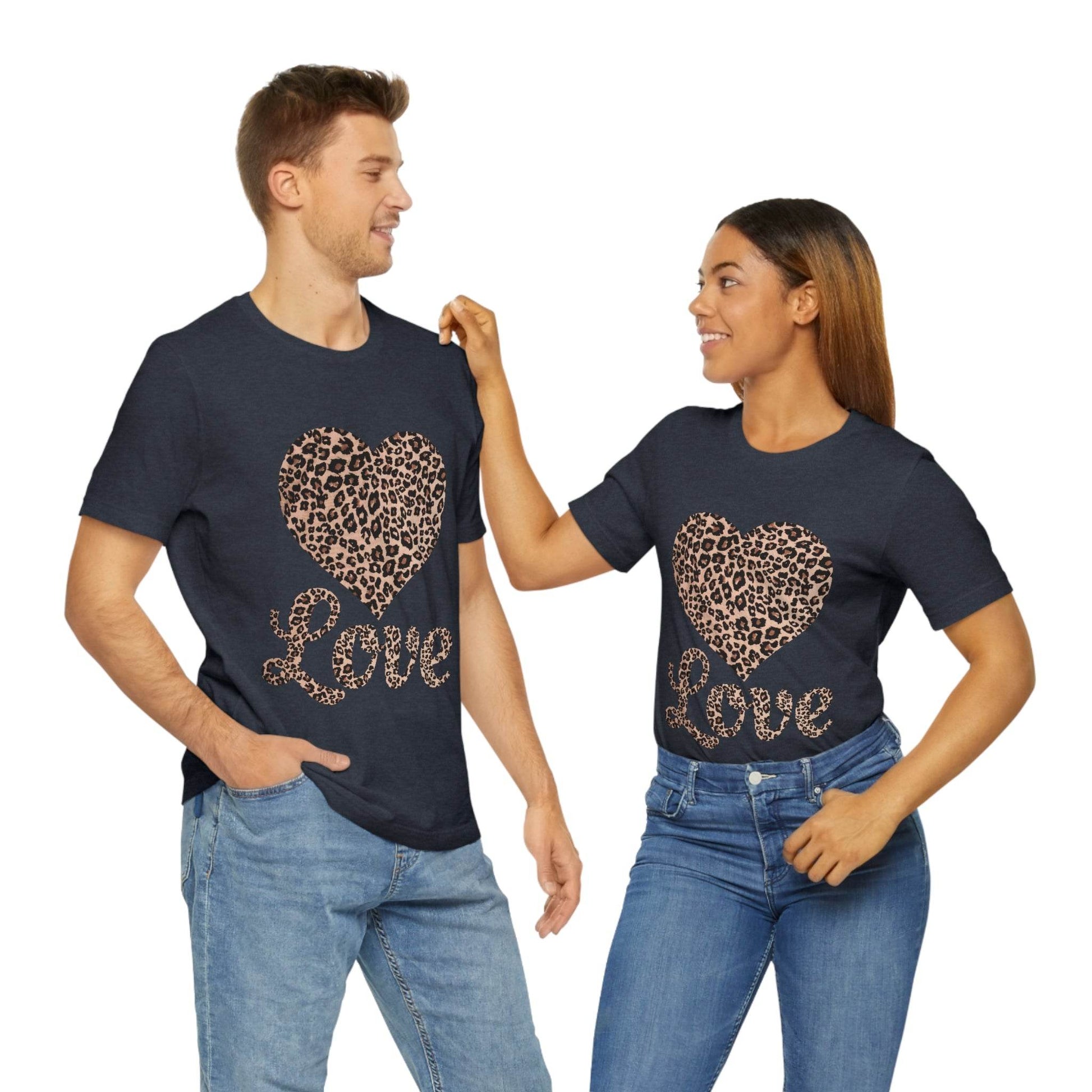 Leopard Print, Love Heart Tee, - Giftsmojo