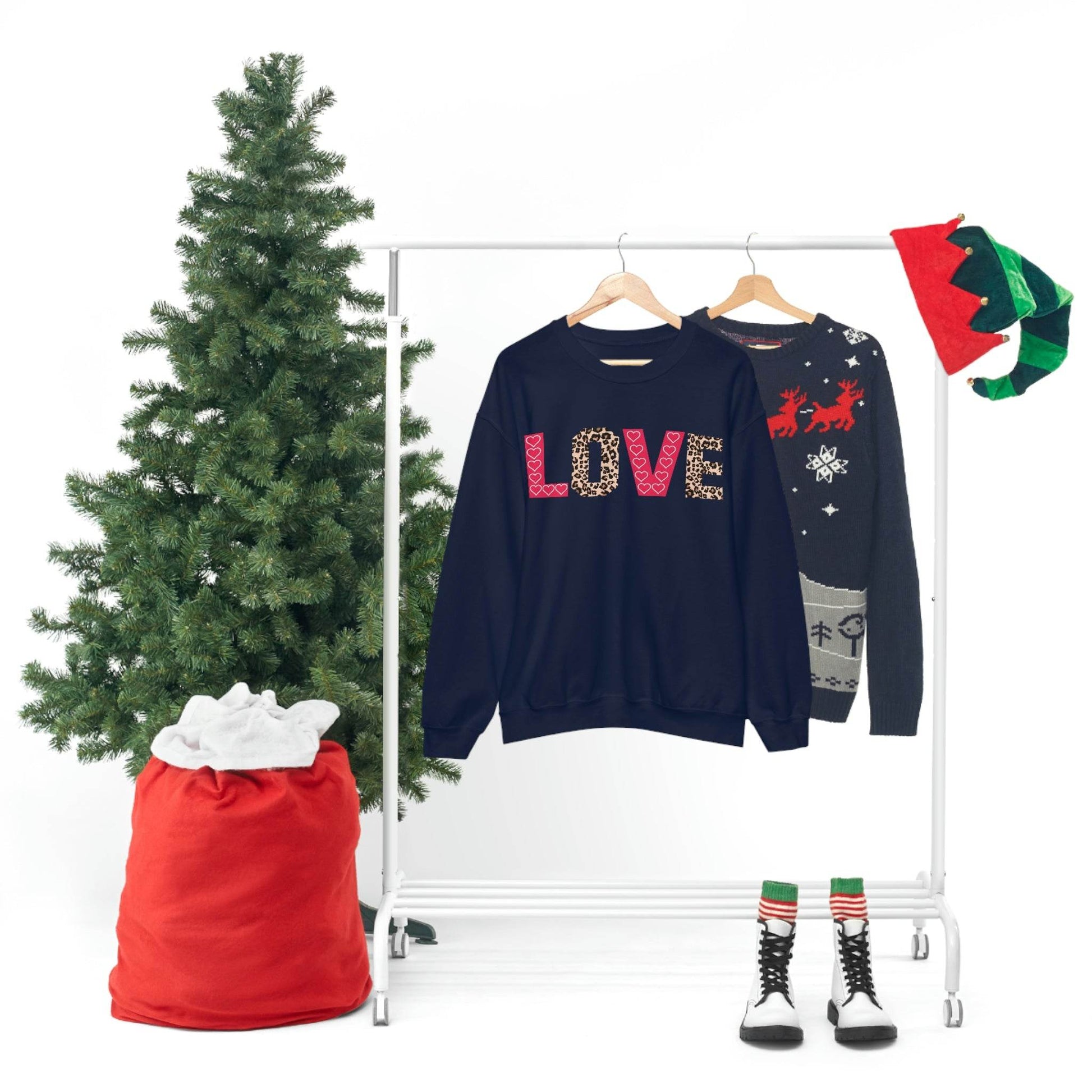Love Sweatshirt with partial leopard print - Giftsmojo
