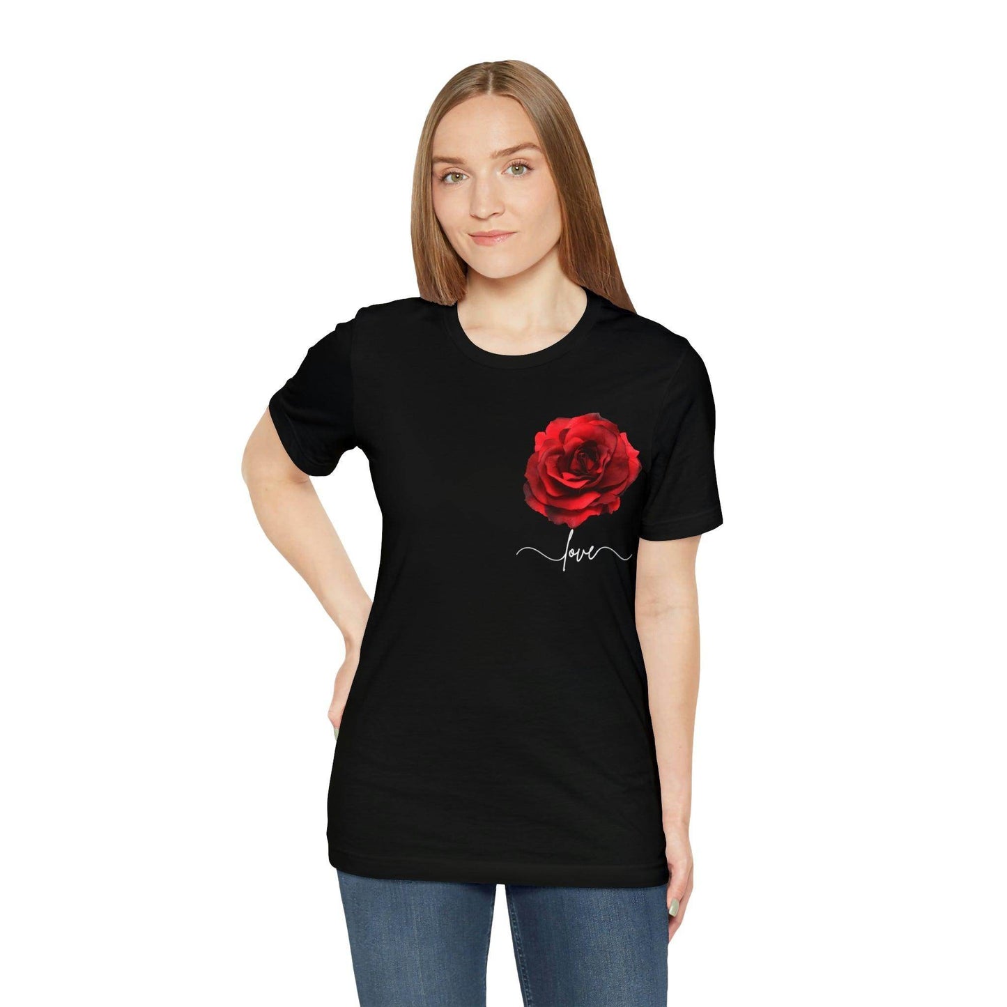 Love Rose Flower T-shirt for Women, Rose Graphic T-shirt, floral shirt, gift for her, love shirt - Giftsmojo