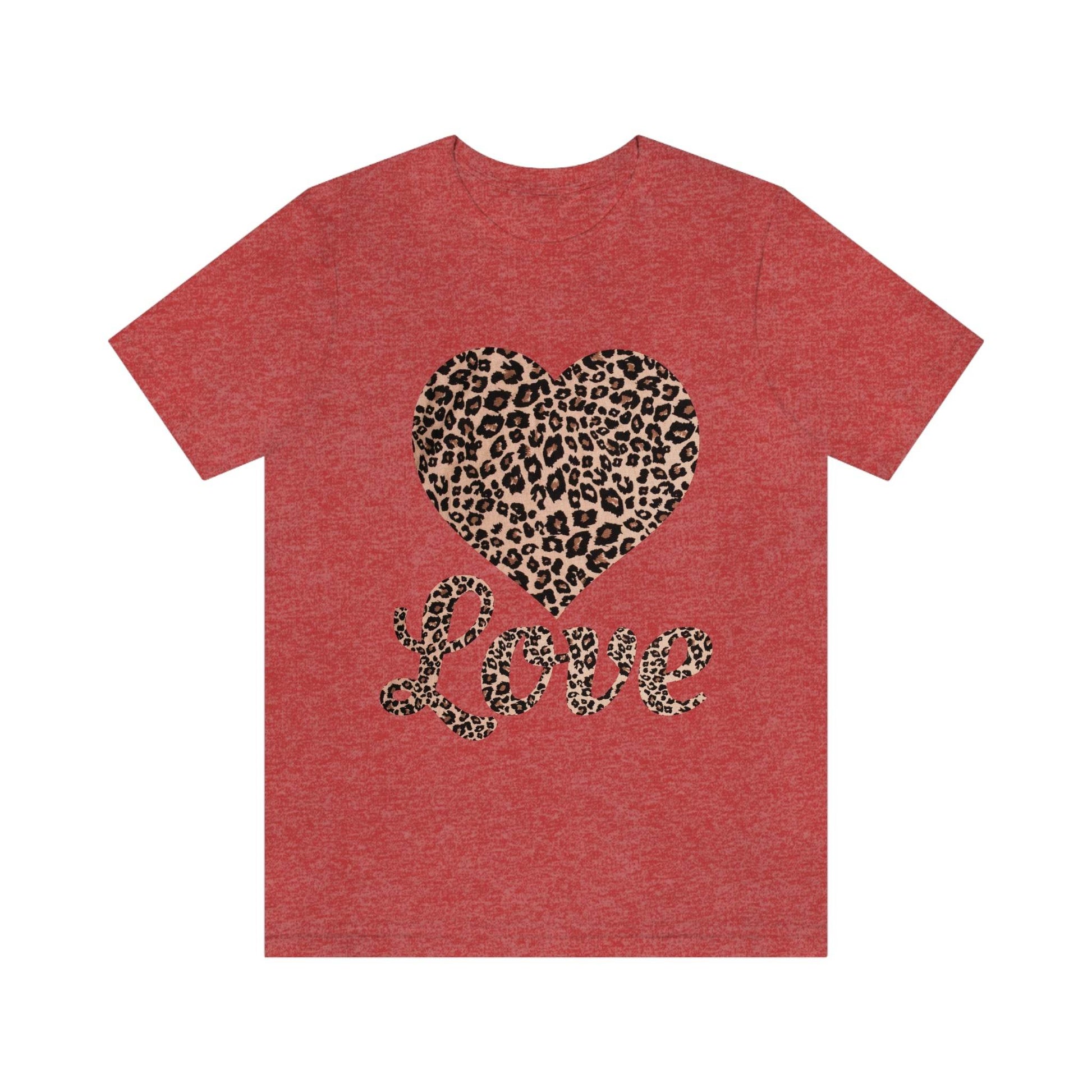 Leopard Print, Love Heart Tee, - Giftsmojo