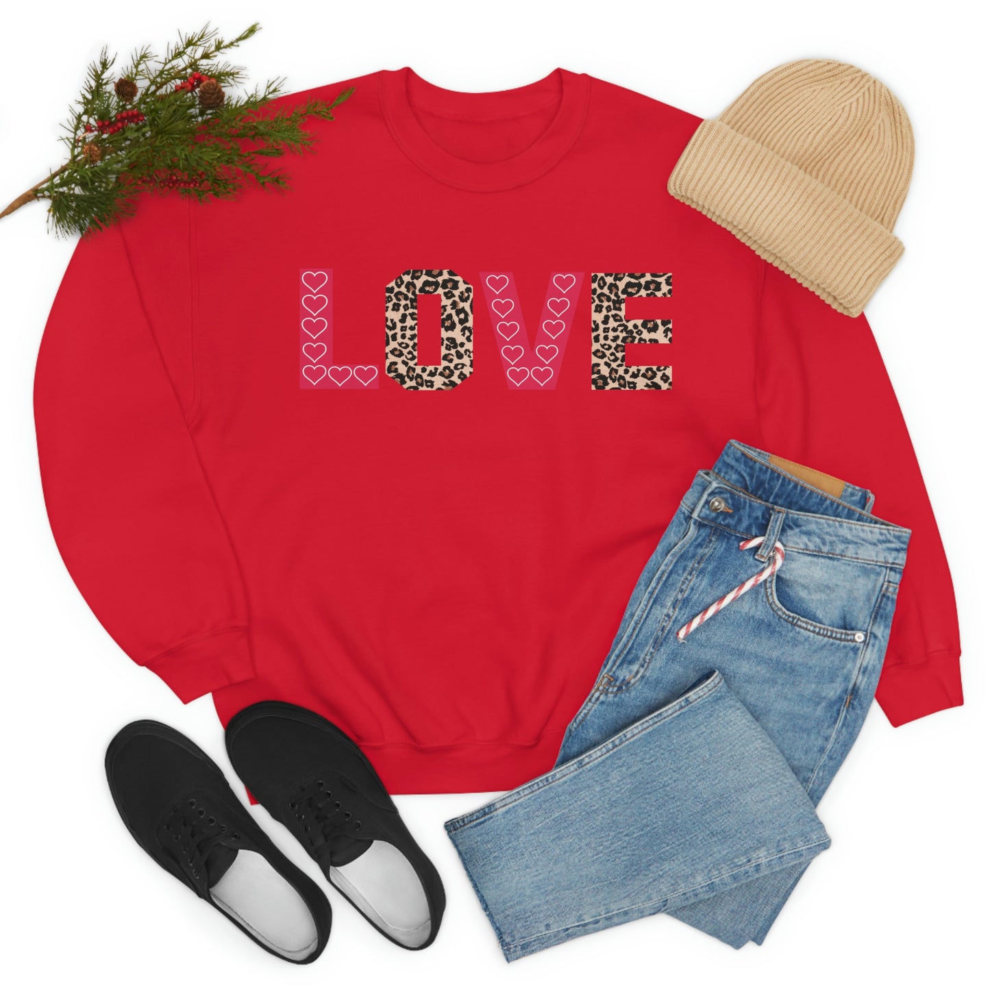 Love Sweatshirt with partial leopard print