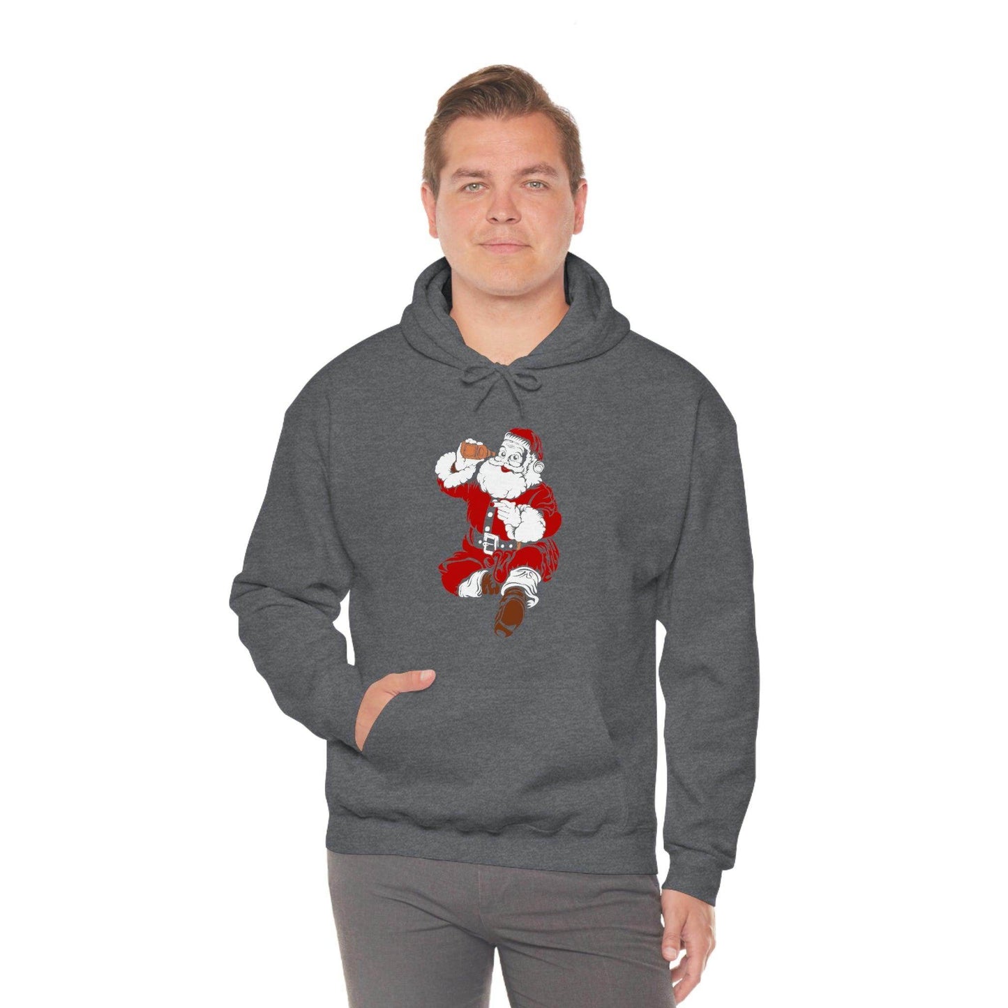 Santa drinking beer funny Hooded Sweatshirt, - Giftsmojo