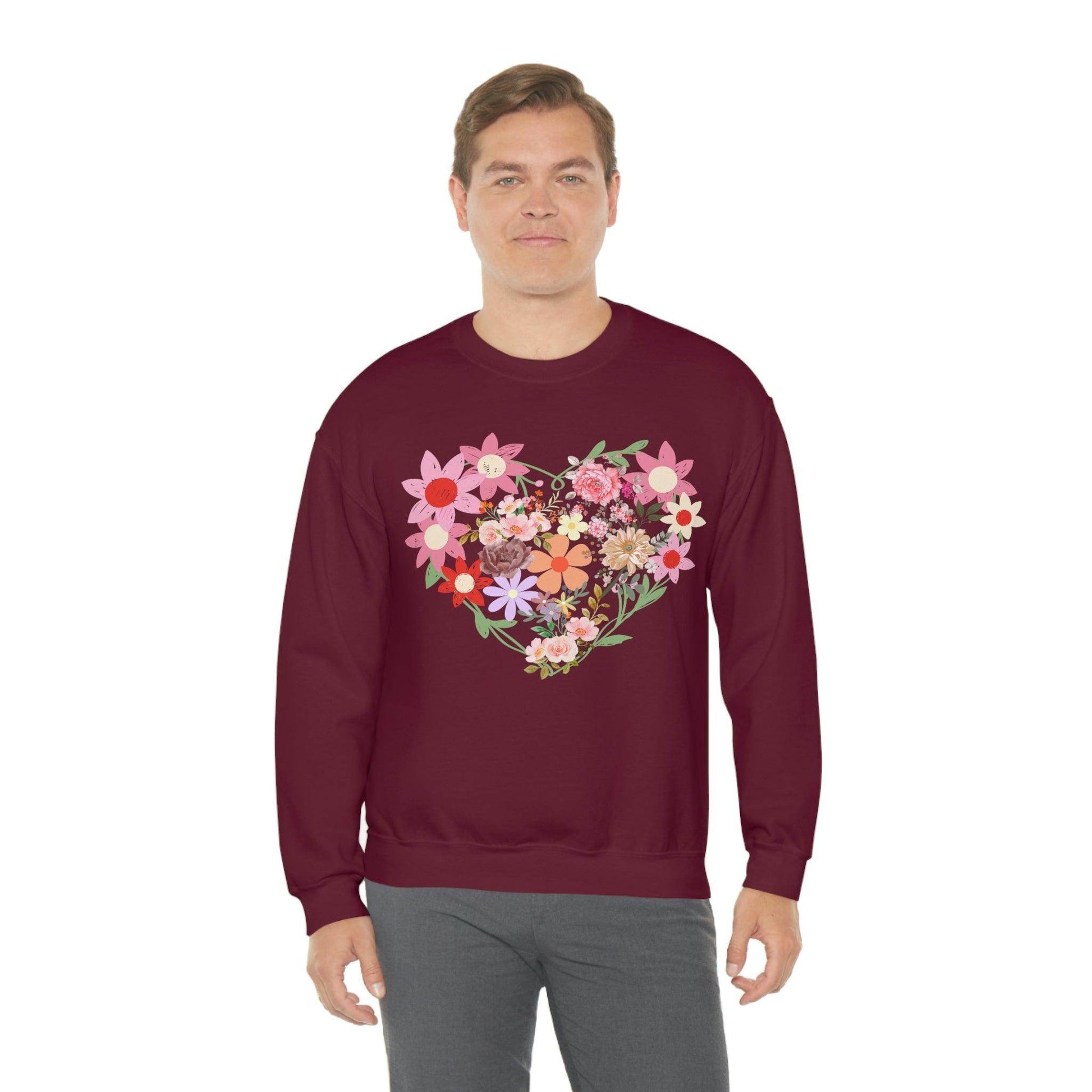 Flower Heart sweatshirt - Floral sweatshirt - Love Sweatshirt - Giftsmojo