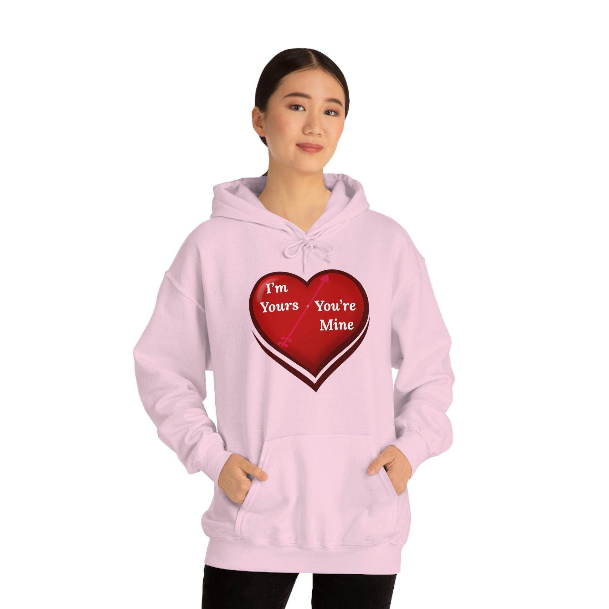 I'm Yours and You're Mine Heart Hooded Sweatshirt - Giftsmojo